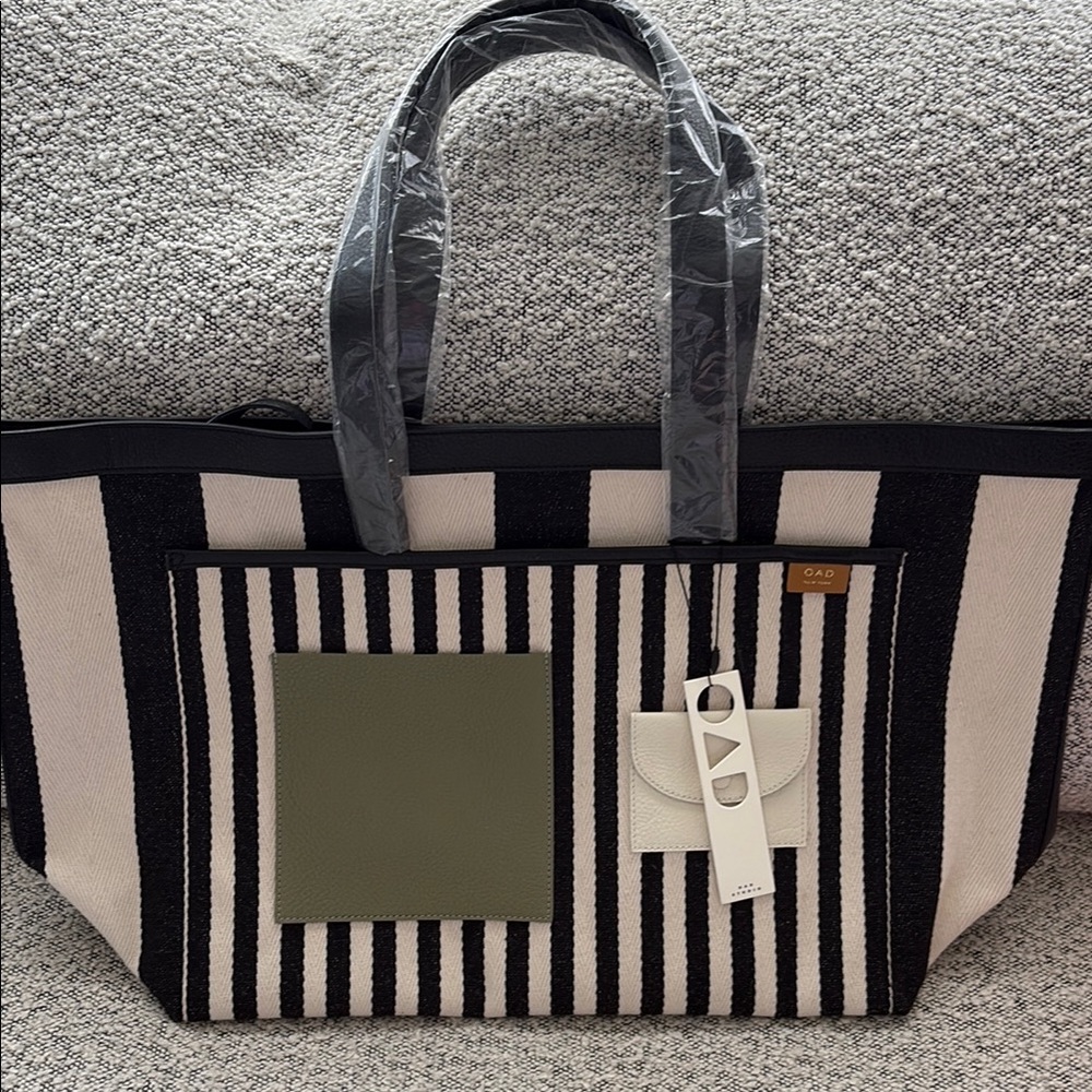 OAD Black and White Striped Tote Bag